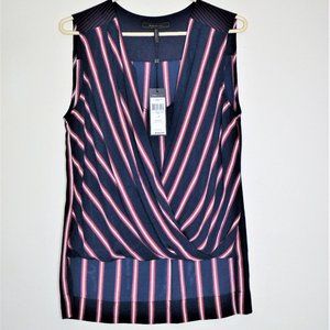 BCBG MaxAzria Hi/Low Striped Sleeveless Blouse